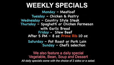 Join us for our Weekly Specials!