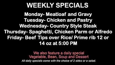 Join us for our Weekly Specials!